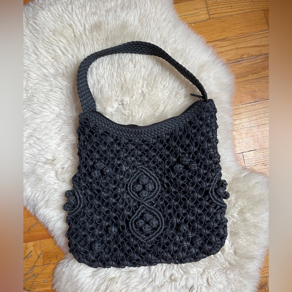Hobo international brand bag interesting black weave with cloth interior